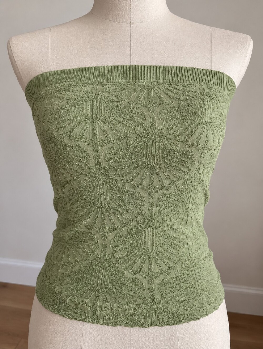 Women’s Strapless Knit Tube Top - Light Sage Green